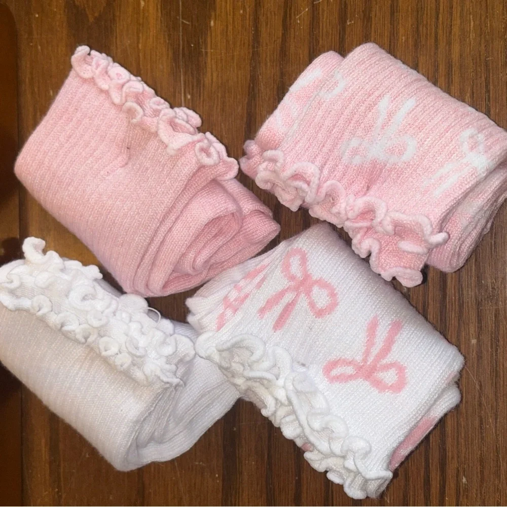 🎀 Thyme & Table 12 fl oz Pink Bows Charm Drinking Glass & Socks Set